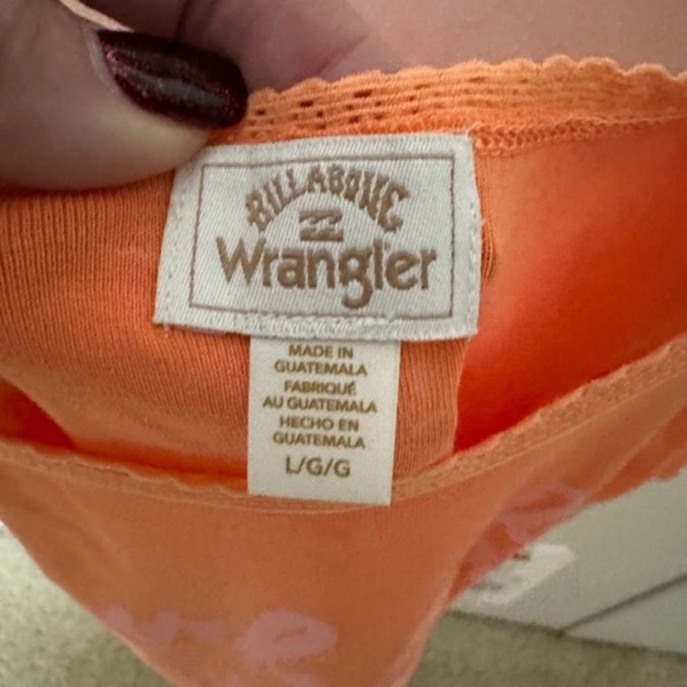 Billabong Wrangler Collab ‘Surf Out‎ West’ Lace Trim Tank Orange Size Large NWT - Picture 5 of 7